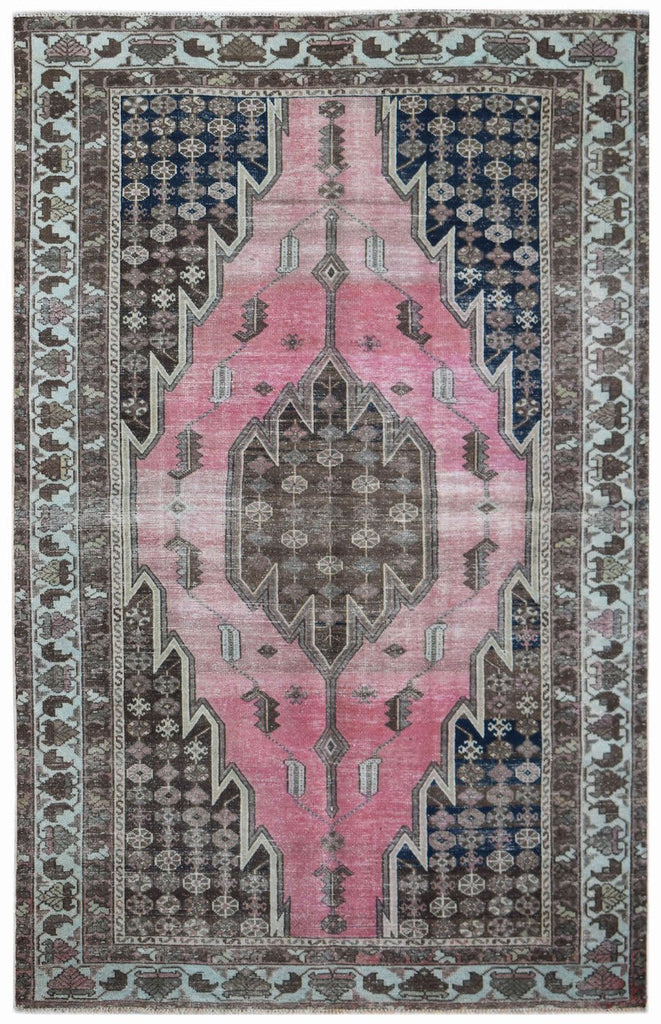 Handmade Vintage Persian Mazlaghan Rug | 200 x 132 cm | 6'7" x 4'4" - Najaf Rugs & Textile