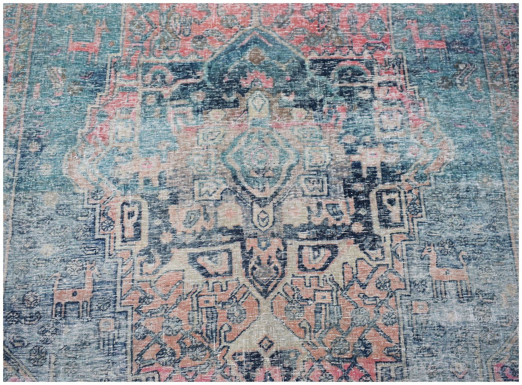 Handmade Vintage Persian Mazlaghan Rug | 350 x 180 cm | 11'6" x 5'11" - Najaf Rugs & Textile
