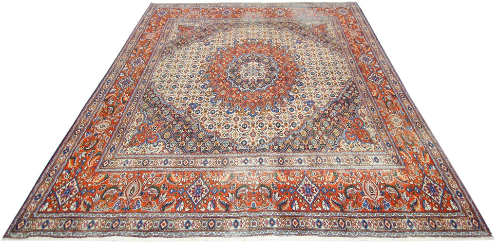 Handmade Vintage Persian Moud Rug | 196 x 187 cm | 6'5" x 6'1" - Najaf Rugs & Textile