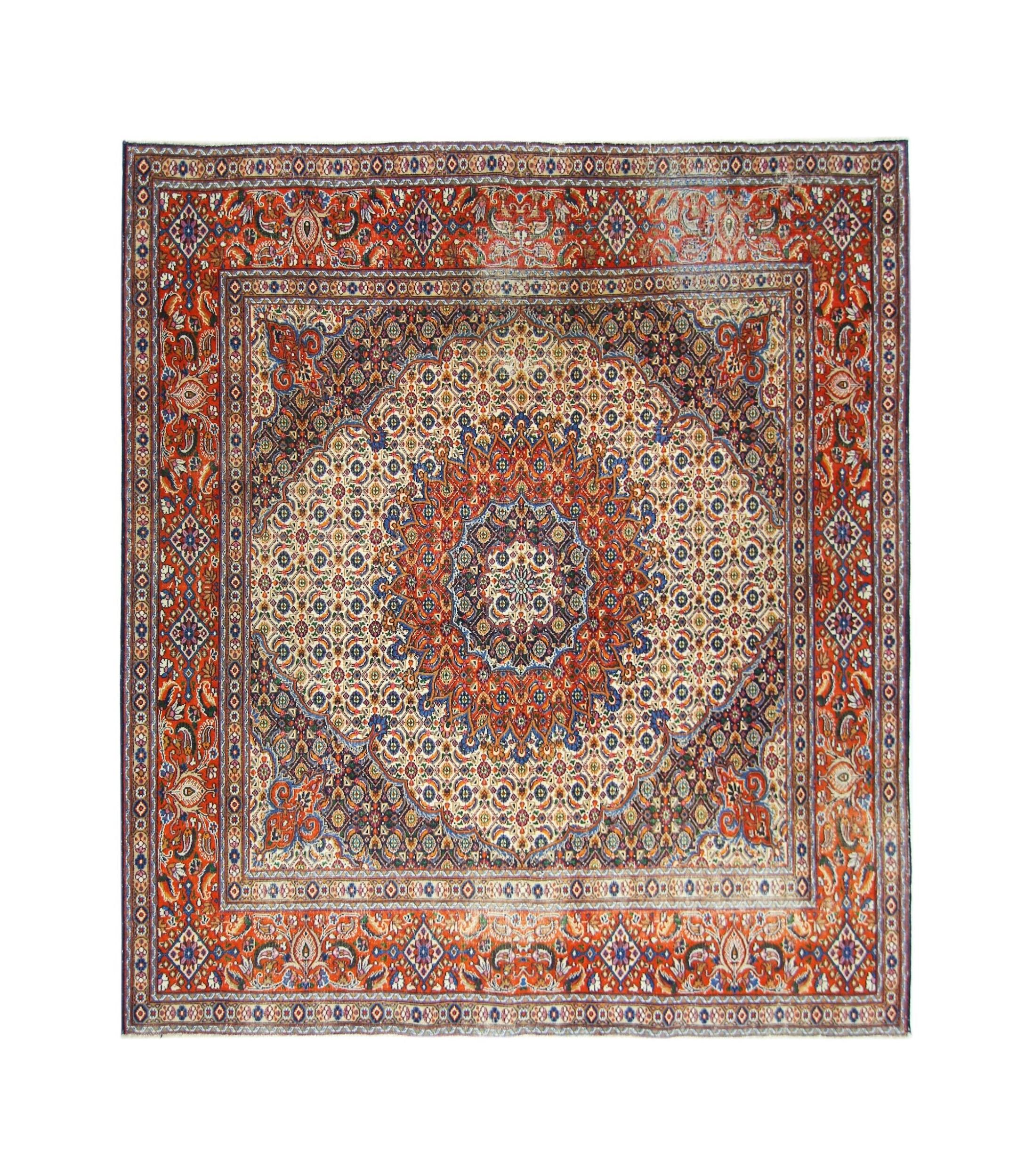 Handmade Vintage Persian Moud Rug | 196 x 187 cm | 6'5" x 6'1" - Najaf Rugs & Textile