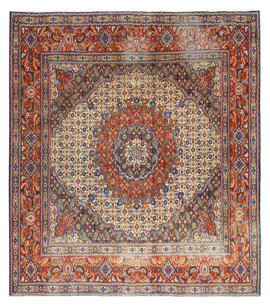 Handmade Vintage Persian Moud Rug | 196 x 187 cm | 6'5" x 6'1" - Najaf Rugs & Textile