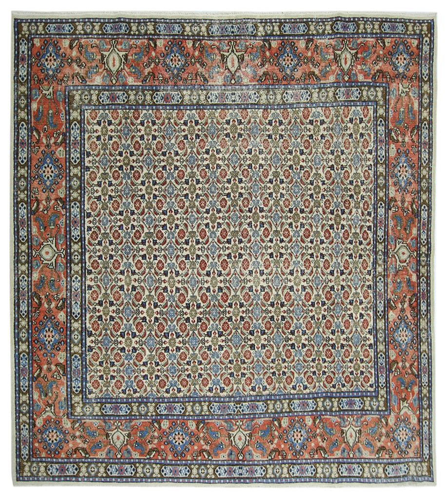 Handmade Vintage Persian Moud Rug | 213 x 202 cm | 7' x 6'8" - Najaf Rugs & Textile