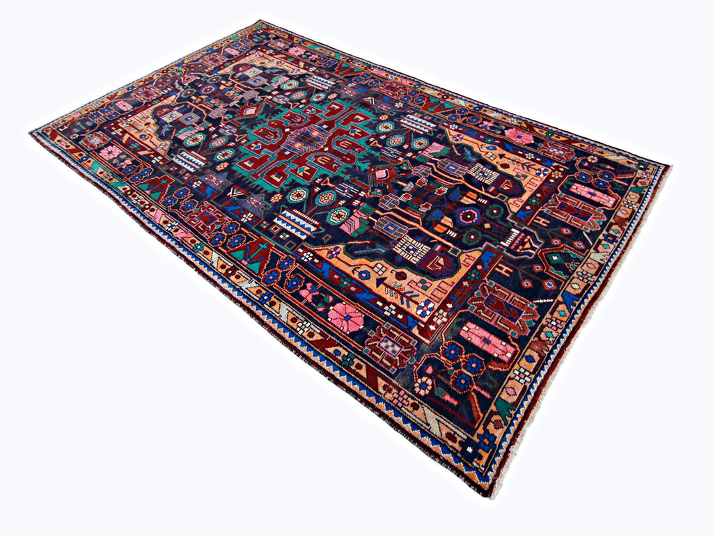 Handmade Vintage Persian Nahavand Rug | 283 x 159 cm | 9'3" x 5'3" - Najaf Rugs & Textile