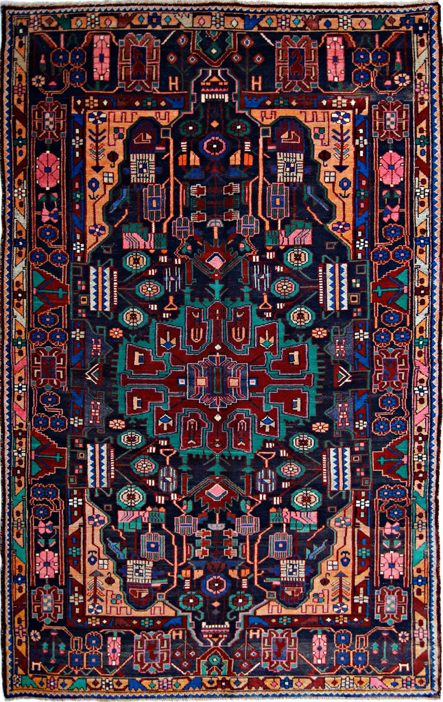 Handmade Vintage Persian Nahavand Rug | 283 x 159 cm | 9'3" x 5'3" - Najaf Rugs & Textile