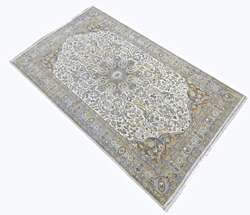Handmade Vintage Persian Nain Rug | 128 x 75 cm | 4'2" x 2'5" - Najaf Rugs & Textile