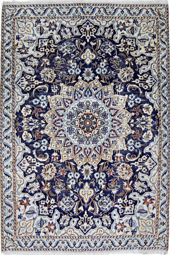 Handmade Vintage Persian Nain Rug | 128 x 86 cm | 4'3" x 2'10" - Najaf Rugs & Textile
