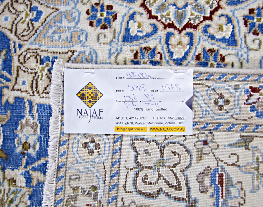 Handmade Vintage Persian Nain Rug | 136 x 89 cm | 4'6" x 2'11" - Najaf Rugs & Textile