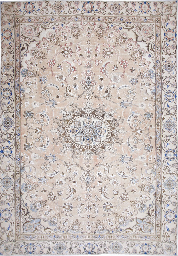 Handmade Vintage Persian Nain Rug | 255 x 171 cm | 8'4" x 5'7" - Najaf Rugs & Textile