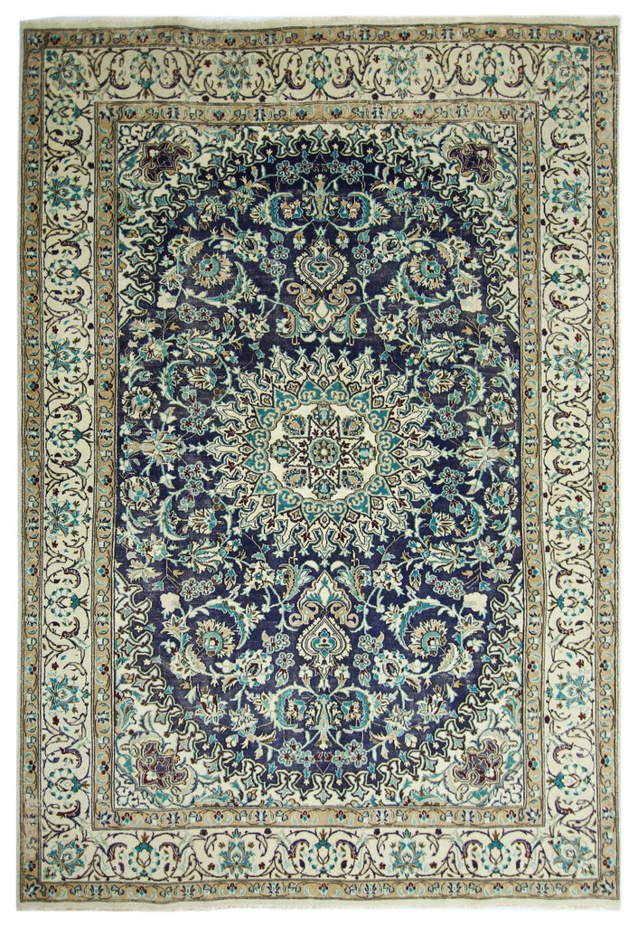 Handmade Vintage Persian Nain Rug | 276 x 191 cm | 9'1" x 6'3" - Najaf Rugs & Textile