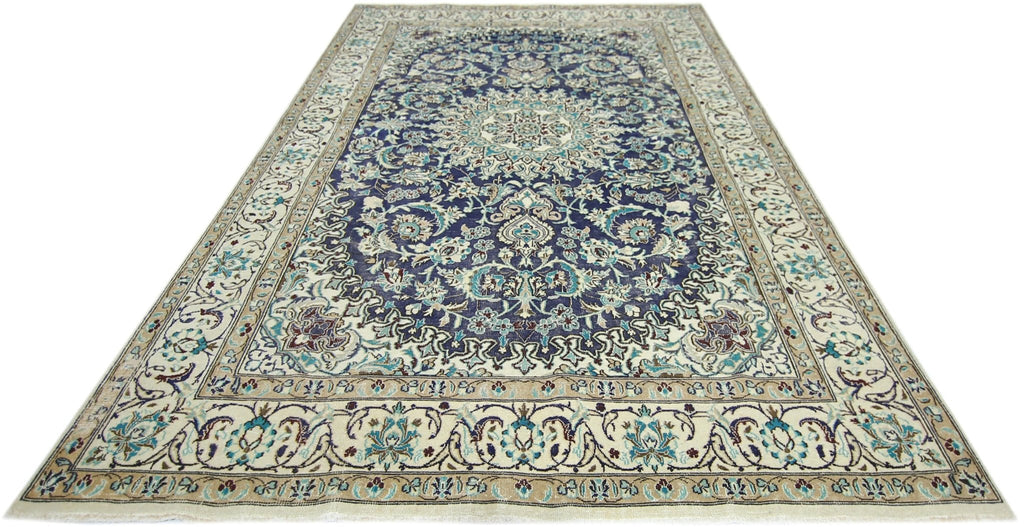 Handmade Vintage Persian Nain Rug | 276 x 191 cm | 9'1" x 6'3" - Najaf Rugs & Textile