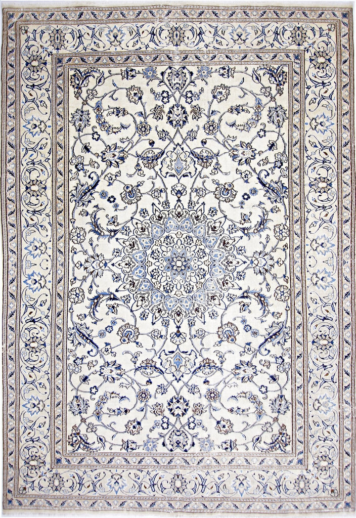 Handmade Vintage Persian Nain Rug | 289 x 197 cm | 9'6" x 6'5" - Najaf Rugs & Textile