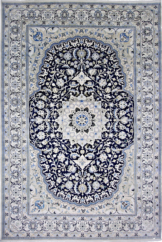 Handmade Vintage Persian Nain Rug | 299 x 198 cm | 9'10" x 6'6" - Najaf Rugs & Textile