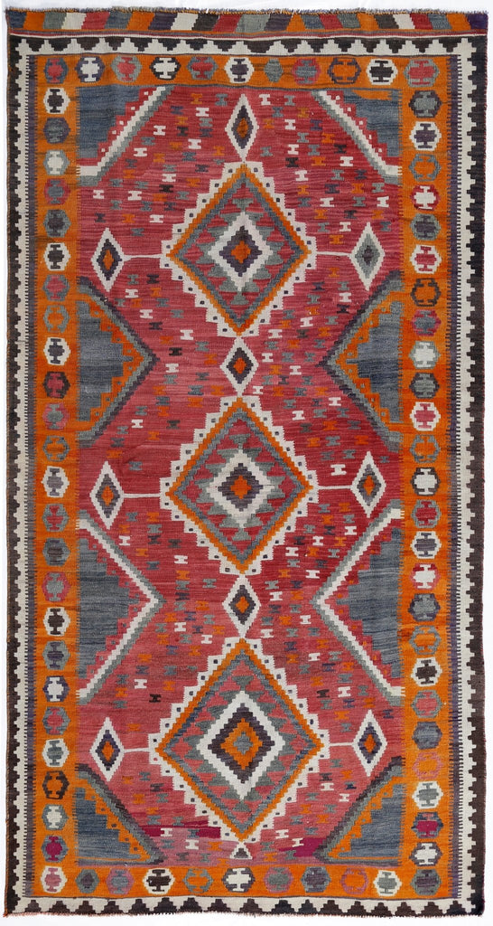 Handmade Vintage Persian Qashqai Kilim | 283 x 154 cm | 9'3" x 5' - Najaf Rugs & Textile