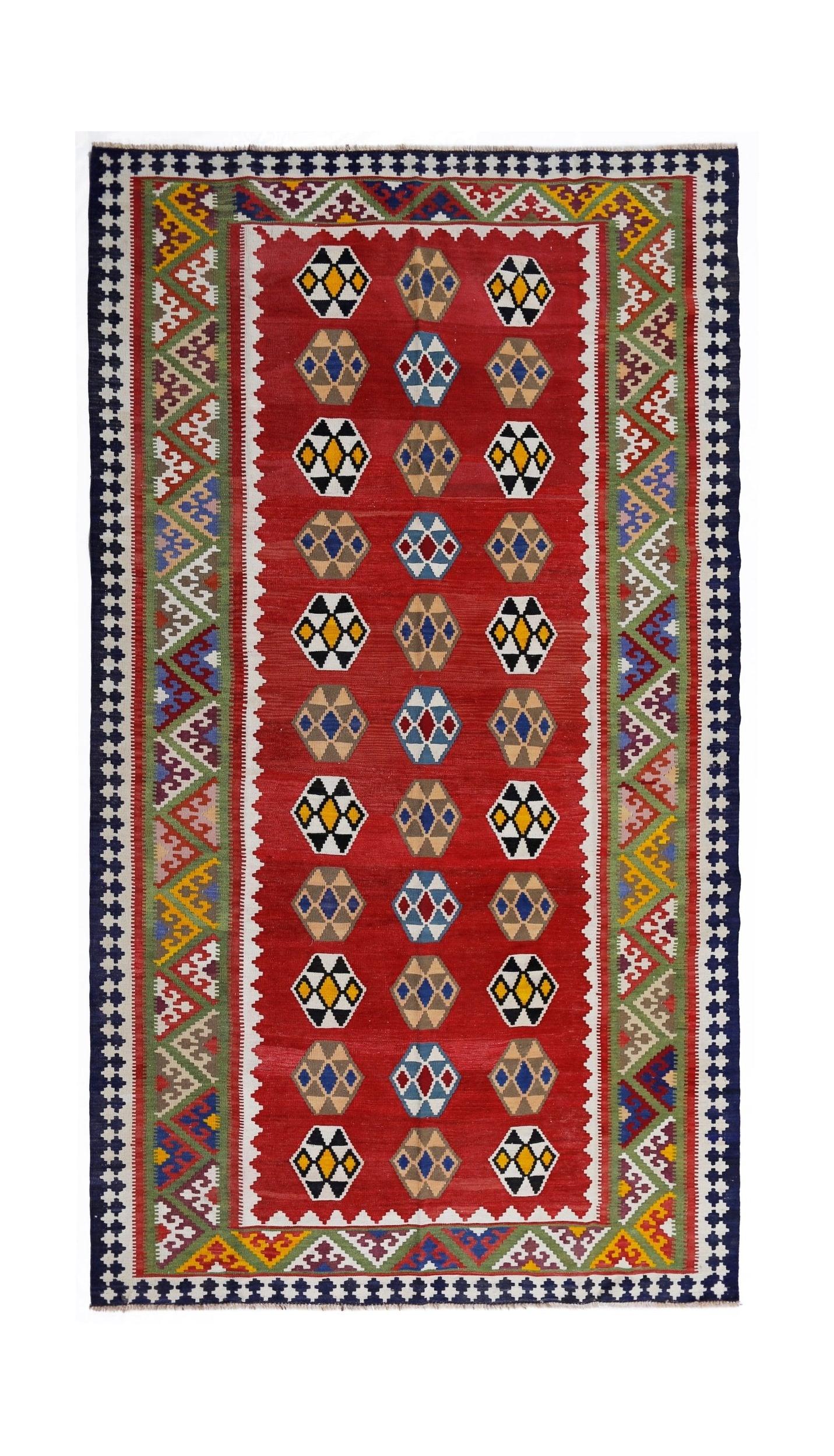 Handmade Vintage Persian Qashqai Kilim | 293 x 166 cm | 9'7" x 5'5" - Najaf Rugs & Textile