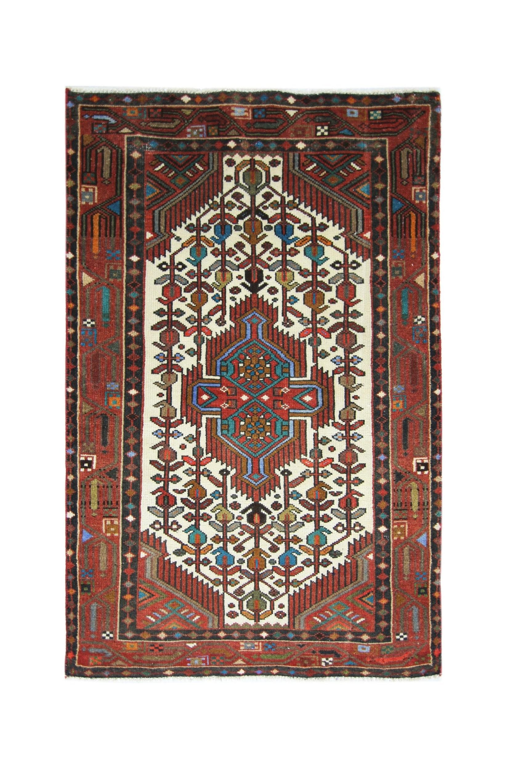 Handmade Vintage Persian Rug | 120 x 76 cm | 3'11" x 2'6" - Najaf Rugs & Textile