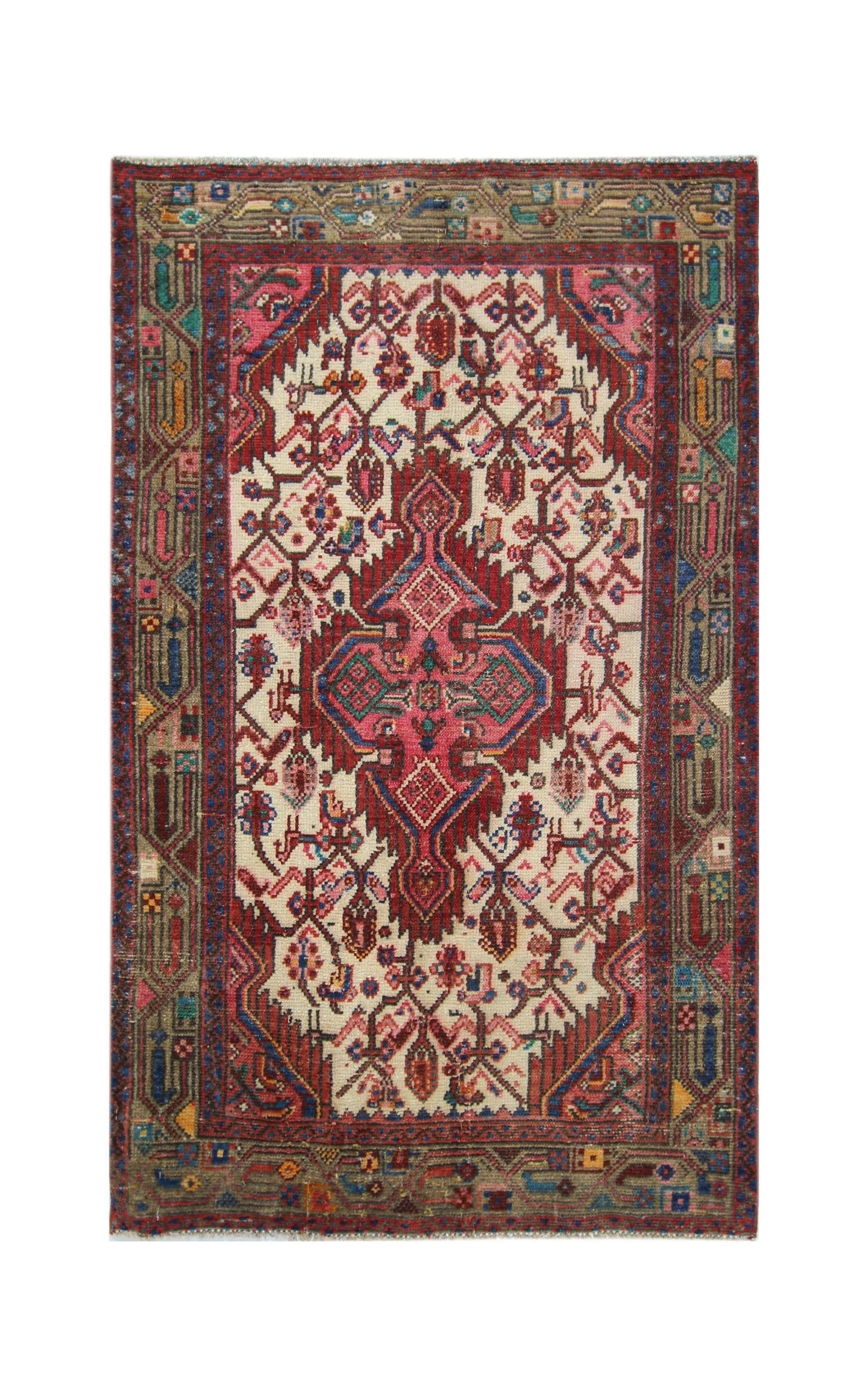 Handmade Vintage Persian Rug | 125 x 77 cm | 4'1" x 2'6" - Najaf Rugs & Textile