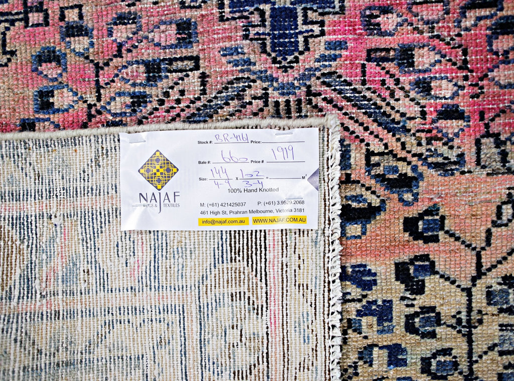 Handmade Vintage Persian Rug | 144 x 102 cm | 4'9" x 3'4" - Najaf Rugs & Textile