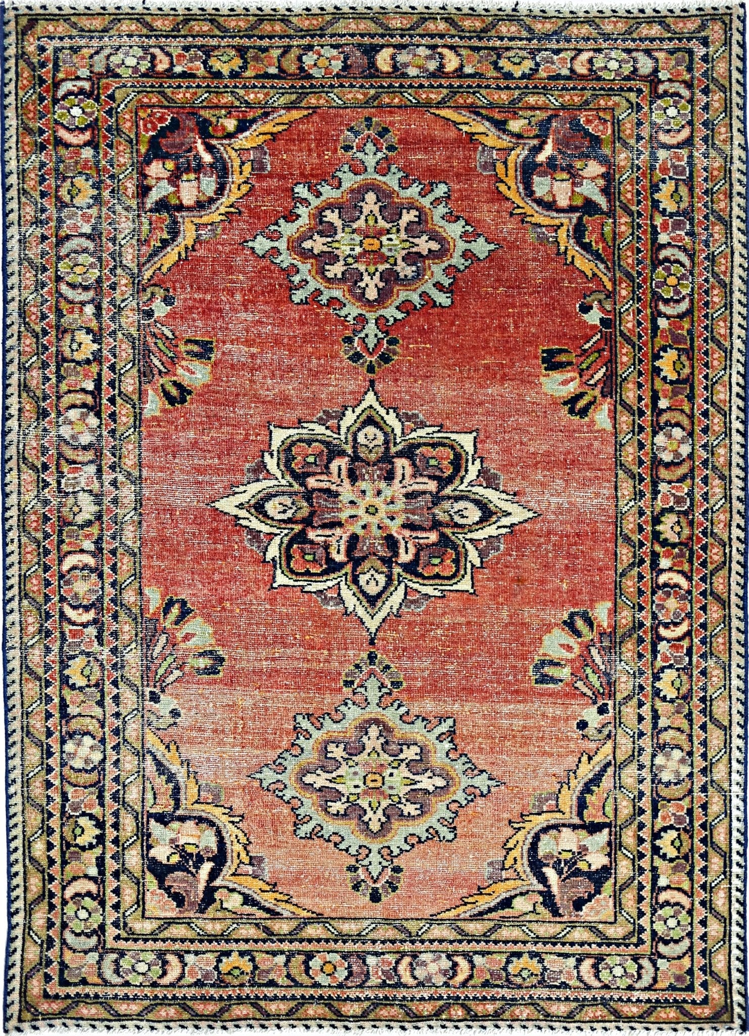 ●Hooked Rug●108cm×76cm　壁掛けラグ　ヴィンテージ　絨毯 ○Hooked Rug○108cm×76cm 壁掛けラグ ヴィンテージ 絨毯 - メルカリ