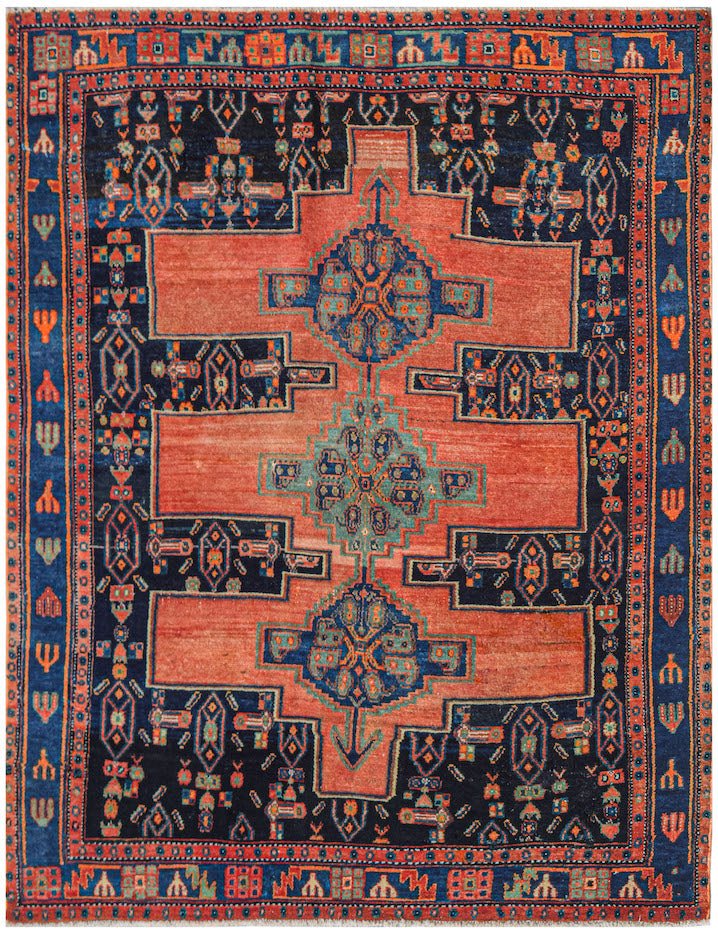 Handmade Vintage Persian Rug | 147 x 107 cm | 4'10" x 3'10" - Najaf Rugs & Textile