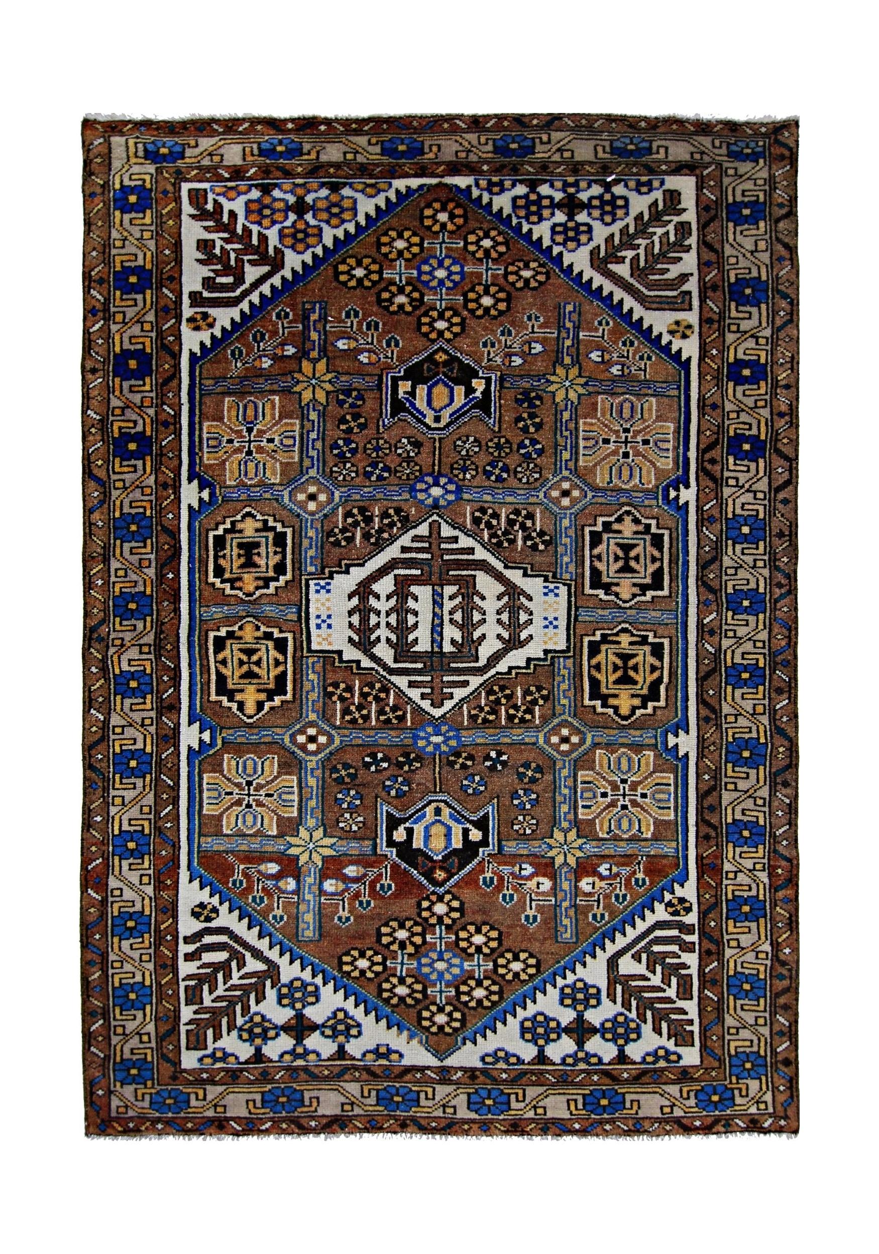 Handmade Vintage Persian Rug | 159 x 111 cm | 5'3" x 3'8" - Najaf Rugs & Textile
