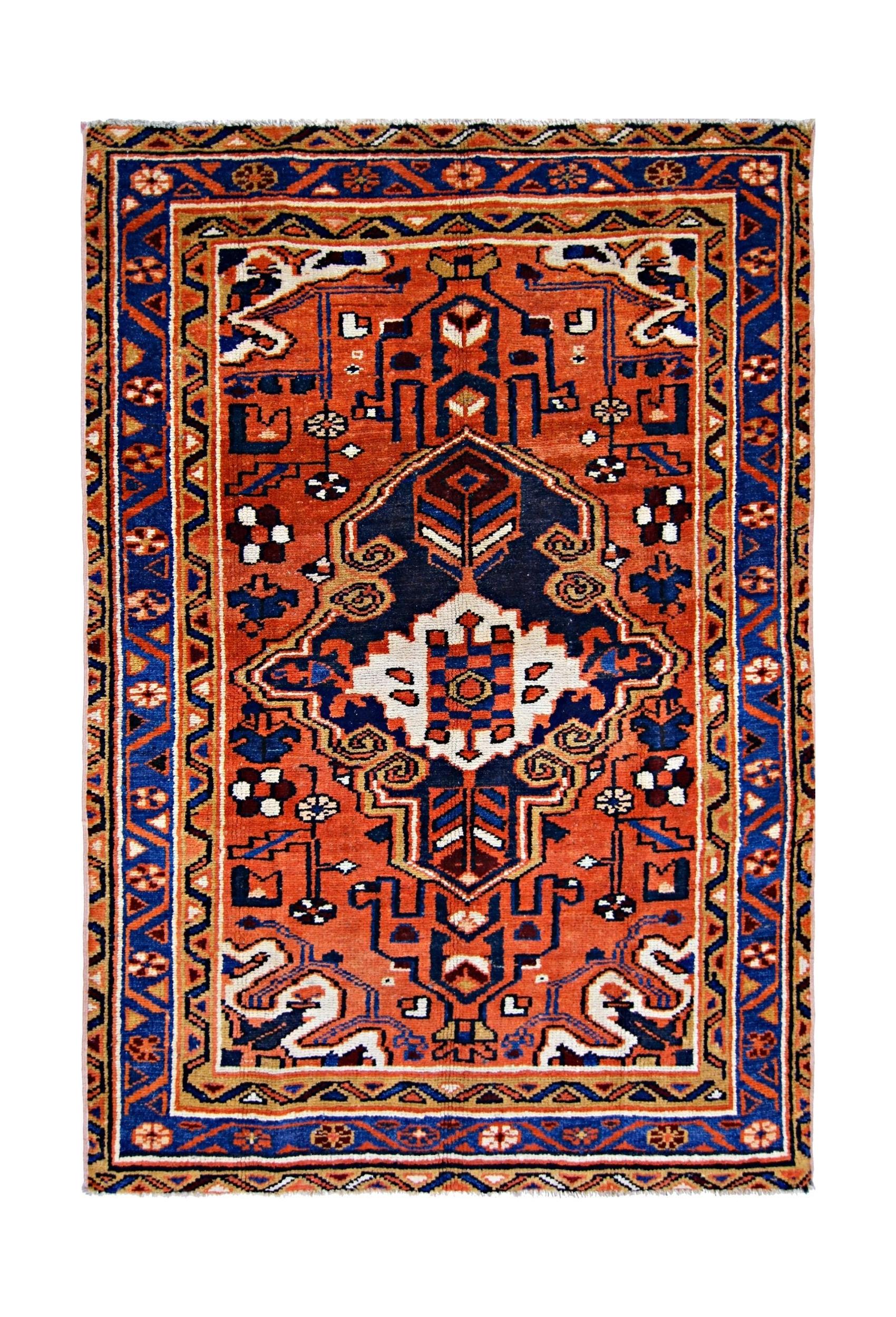 Handmade Vintage Persian Rug | 162 x 109 cm | 5'4" x 3'7" - Najaf Rugs & Textile