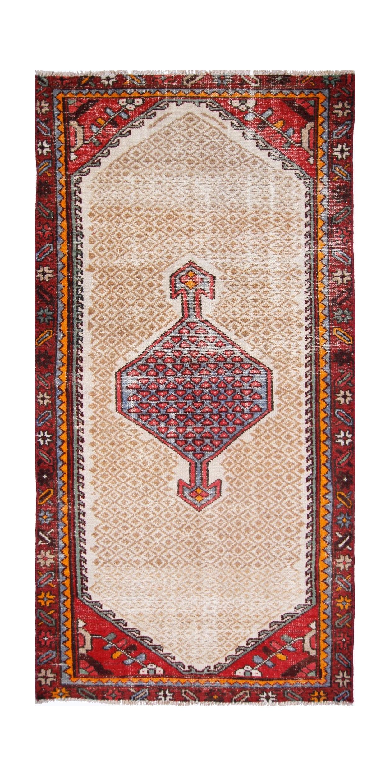 Handmade Vintage Persian Rug | 176 x 86 cm | 5'9"x 2'10" - Najaf Rugs & Textile