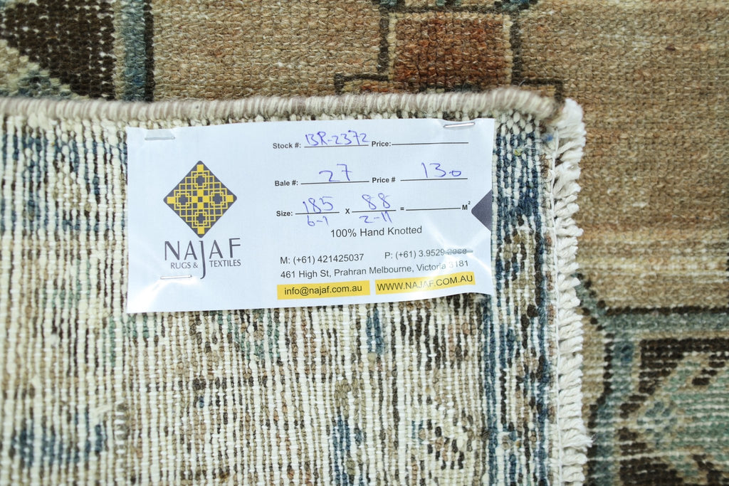 Handmade Vintage Persian Rug | 185 x 88 cm | 6'1" x 2'11" - Najaf Rugs & Textile