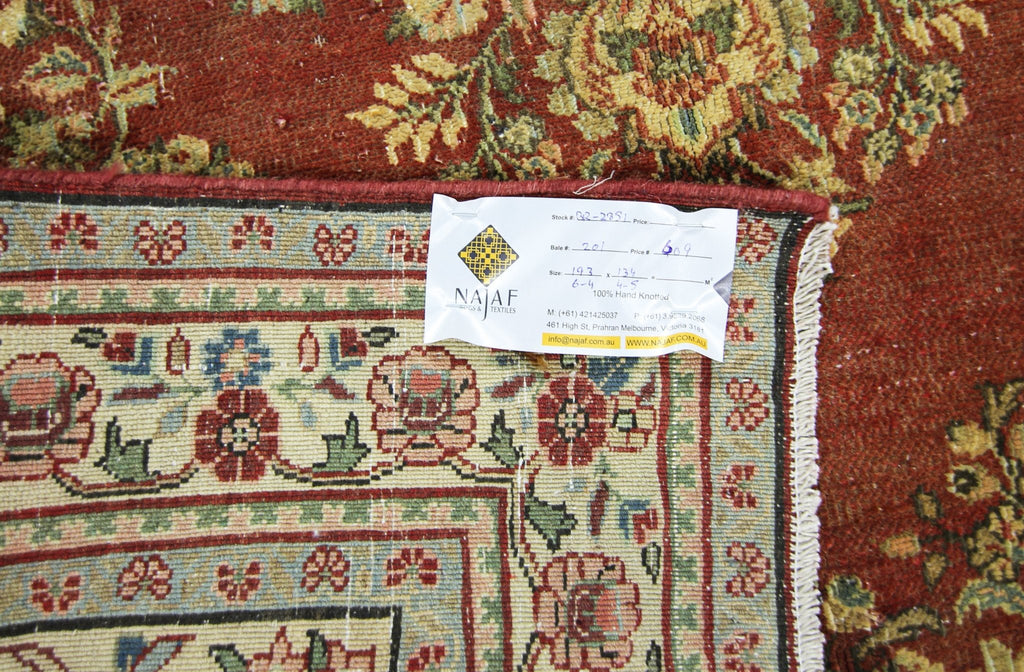 Handmade Vintage Persian Rug | 193 x 134 cm | 6'4" x 4'5" - Najaf Rugs & Textile
