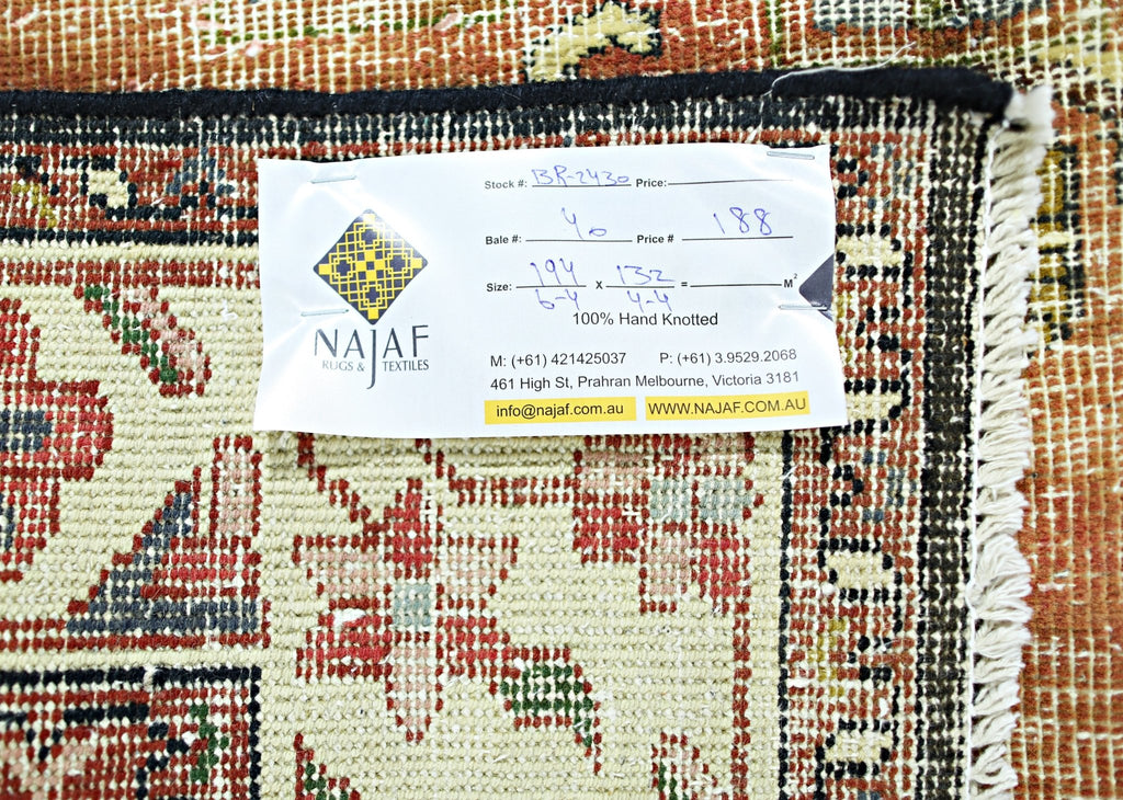 Handmade Vintage Persian Rug | 194 x 132 cm | 6'4" x 4'4" - Najaf Rugs & Textile