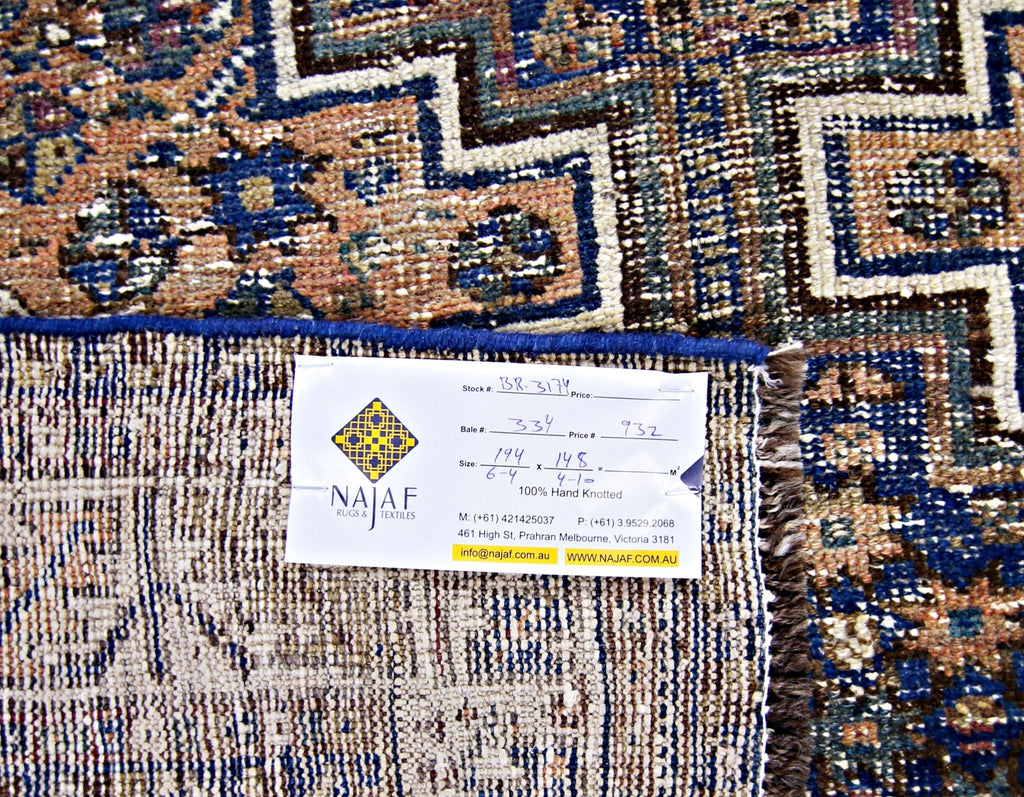 Handmade Vintage Persian Rug | 194 x 148 cm | 6'4" x 4'10" - Najaf Rugs & Textile