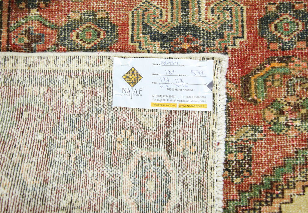 Handmade Vintage Persian Rug | 197 x 118 cm | 6'6" x 3'10" - Najaf Rugs & Textile