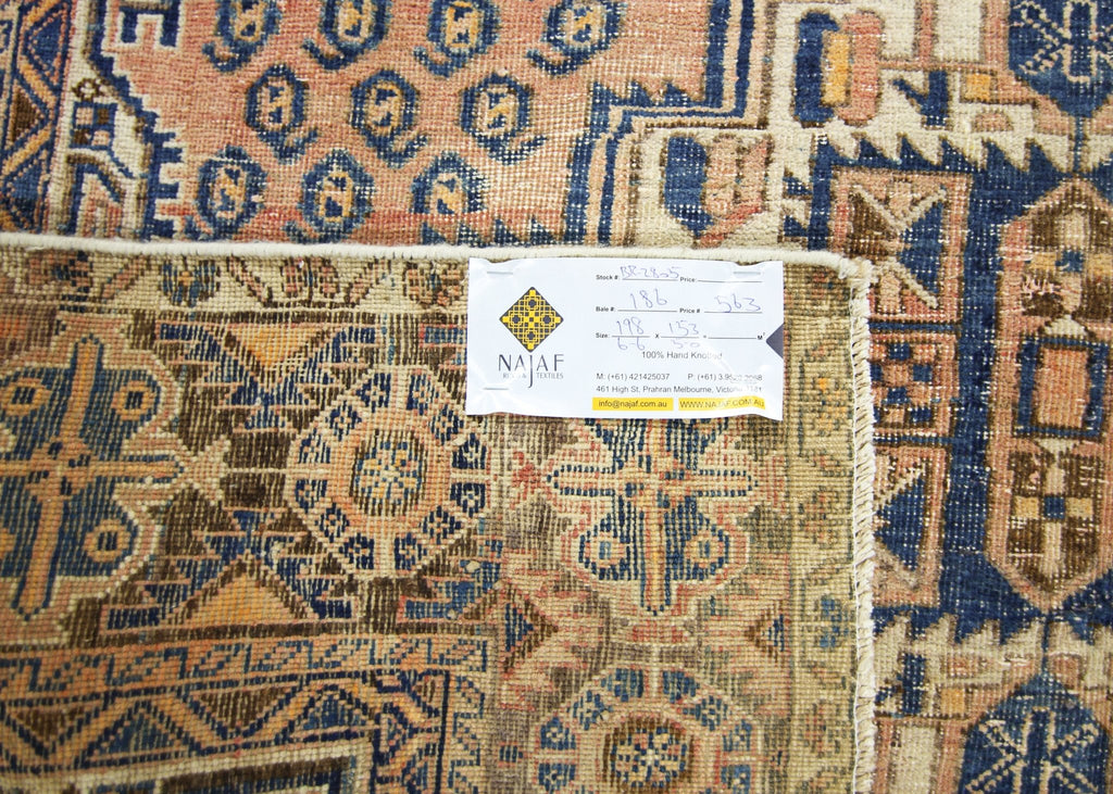 Handmade Vintage Persian Rug | 198 x 153 cm | 6'6" x 5' - Najaf Rugs & Textile