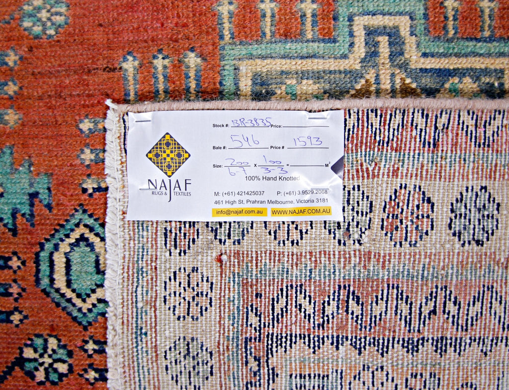 Handmade Vintage Persian Rug | 200 x 100 cm | 6'7" x 3'3" - Najaf Rugs & Textile