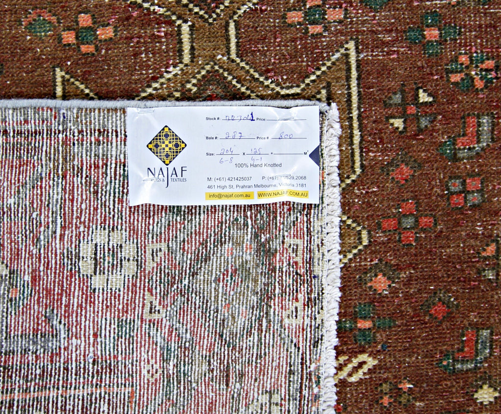 Handmade Vintage Persian Rug | 204 x 125 cm | 6'8" x 4'1" - Najaf Rugs & Textile