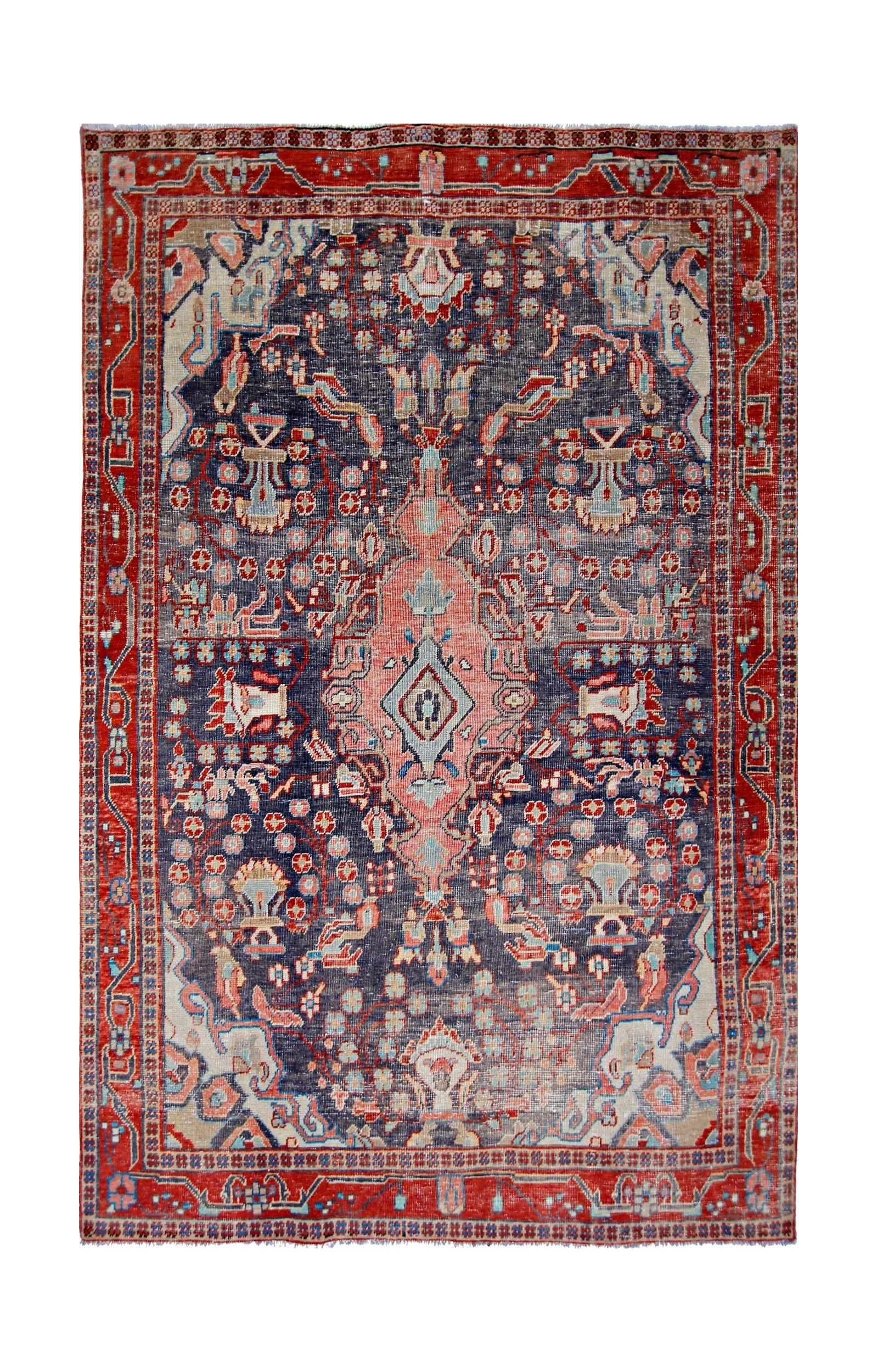 Handmade Vintage Persian Rug | 209 x 136 cm | 6'10" x 4'5" - Najaf Rugs & Textile