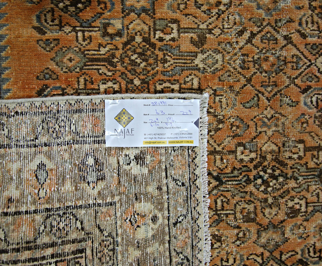 Handmade Vintage Persian Rug | 209 x 156 cm | 6'10" x 4'9" - Najaf Rugs & Textile