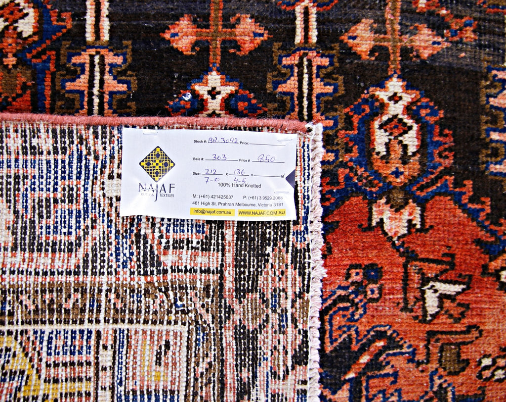 Handmade Vintage Persian Rug | 212 x 136 cm | 7' x 4'5" - Najaf Rugs & Textile