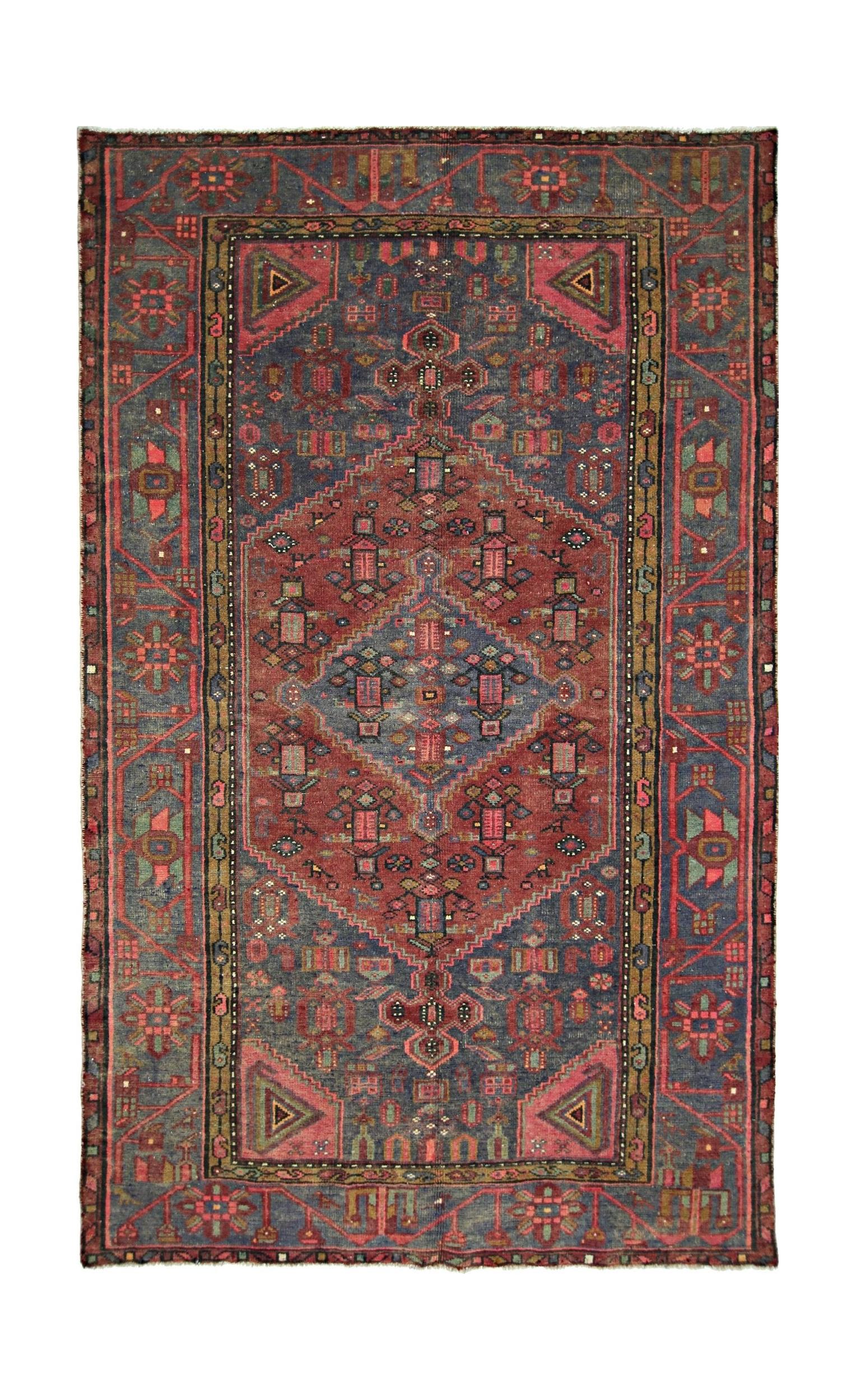 Handmade Vintage Persian Rug | 222 x 138 cm | 7'3" x 4'6" - Najaf Rugs & Textile