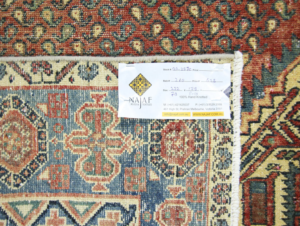 Handmade Vintage Persian Rug | 222 x 178 cm | 7'3" x 5'10" - Najaf Rugs & Textile