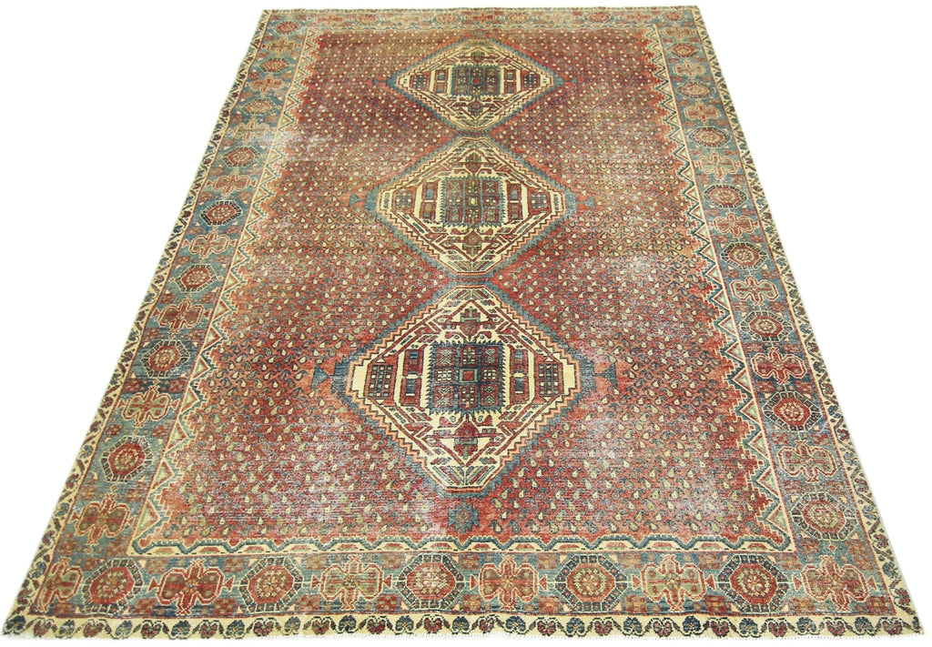 Handmade Vintage Persian Rug | 222 x 178 cm | 7'3" x 5'10" - Najaf Rugs & Textile