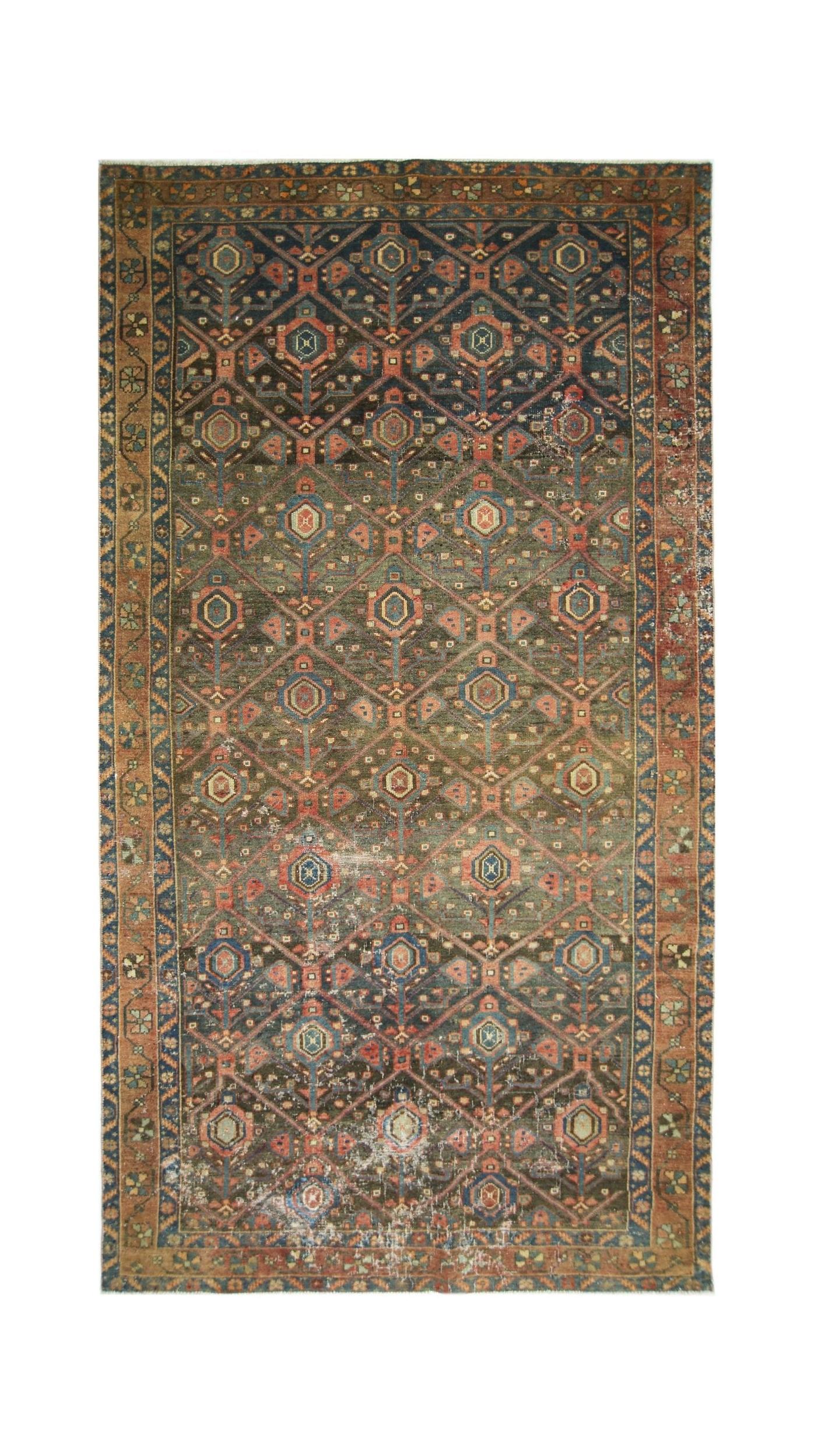 Handmade Vintage Persian Rug | 226 x 122 cm | 7'5" x 4' - Najaf Rugs & Textile