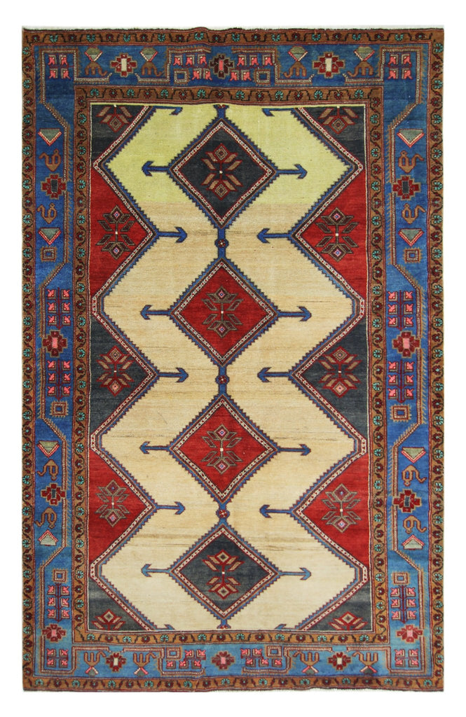 Handmade Vintage Persian Rug | 227 x 138 cm | 7'5" x 4'7" - Najaf Rugs & Textile