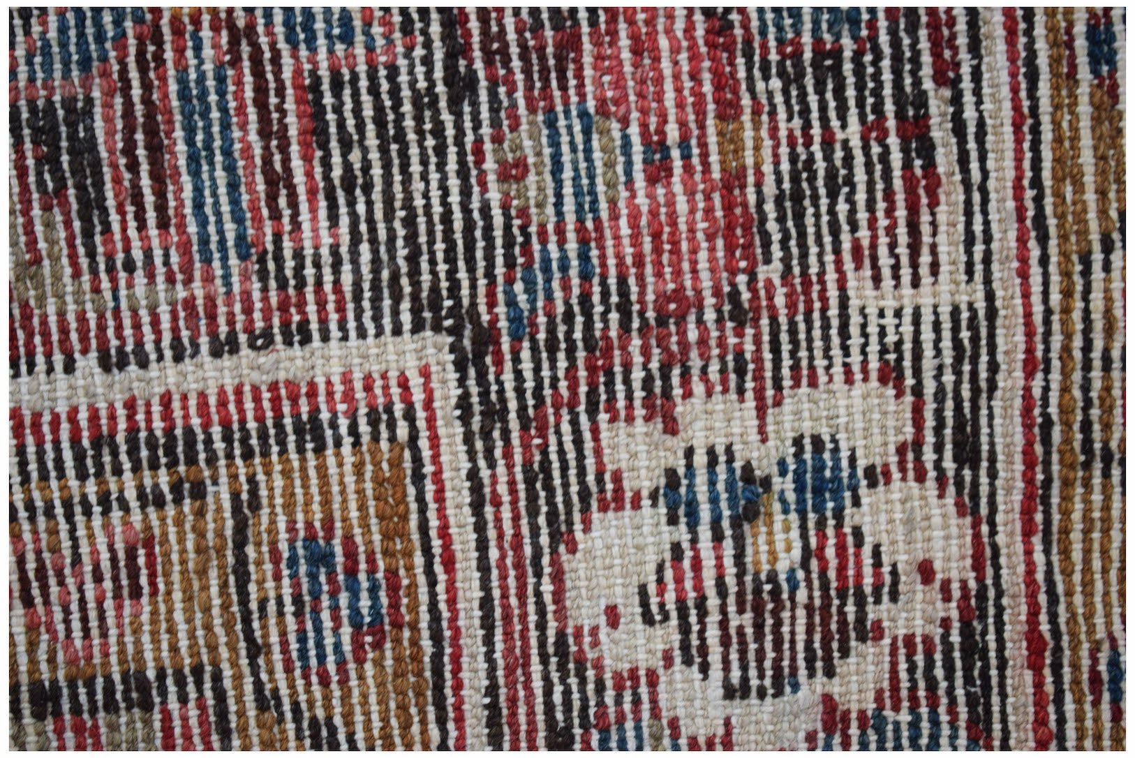 Close-up of a handwoven vintage Persian rug featuring intricate floral patterns in wool.