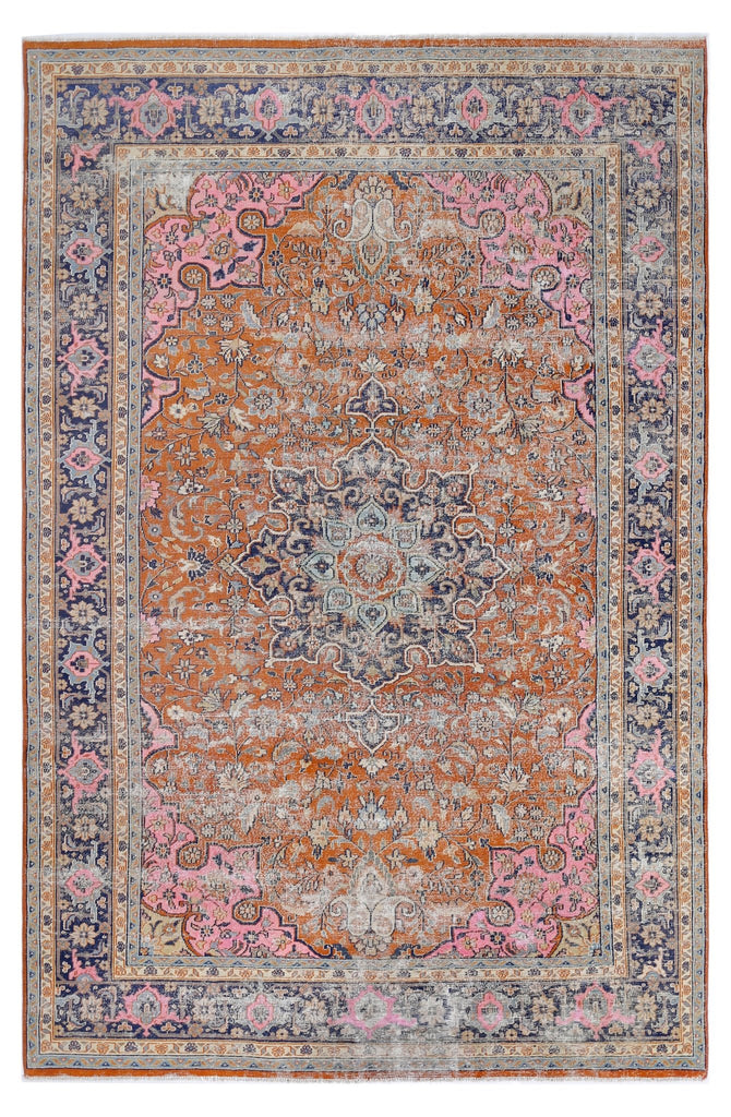 Handmade Vintage Persian Rug | 246 x 160 cm | 8'1" x 5'3" - Najaf Rugs & Textile