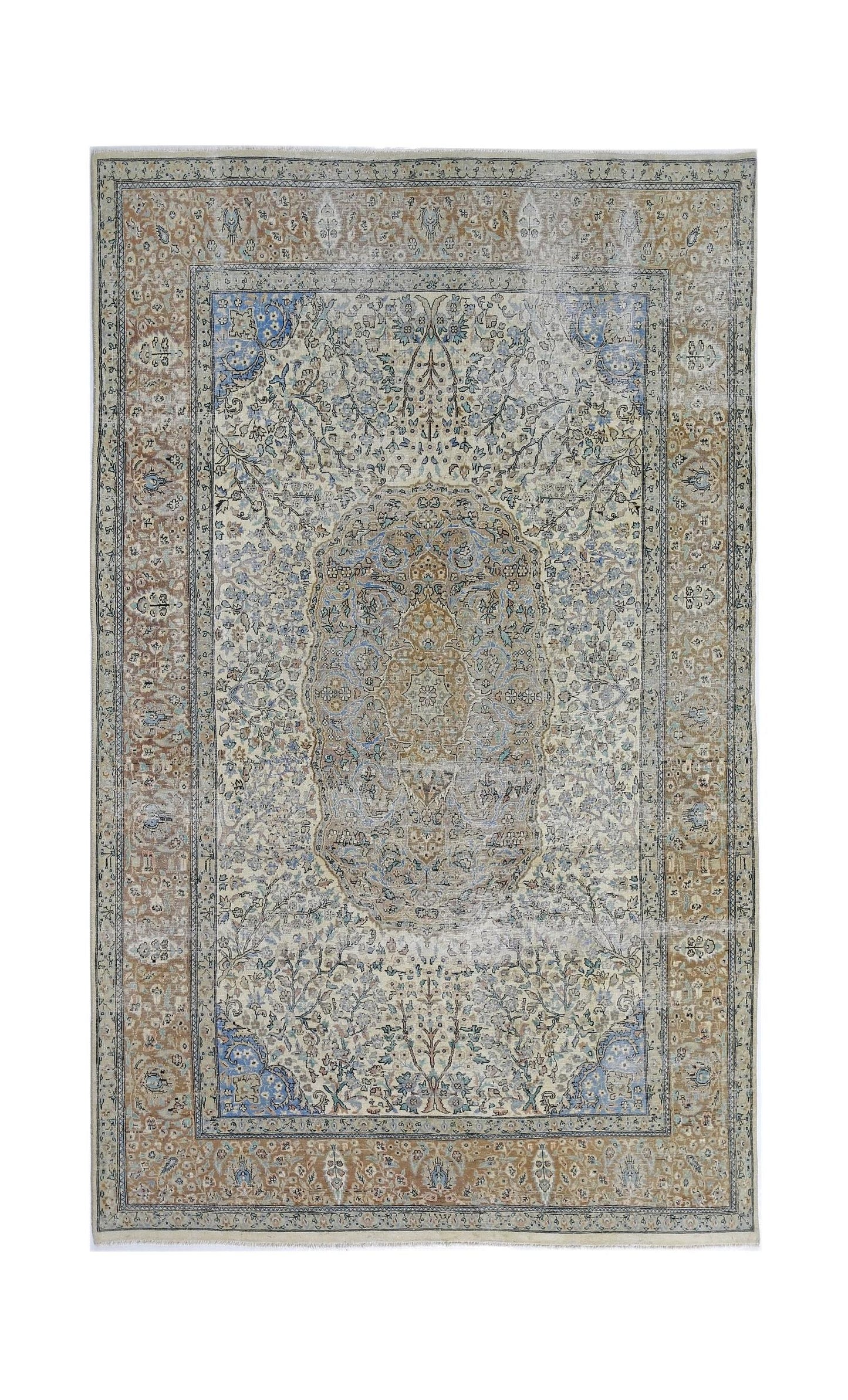 Handmade Vintage Persian Rug | 251 x 155 cm | 8'3" x 5'1" - Najaf Rugs & Textile