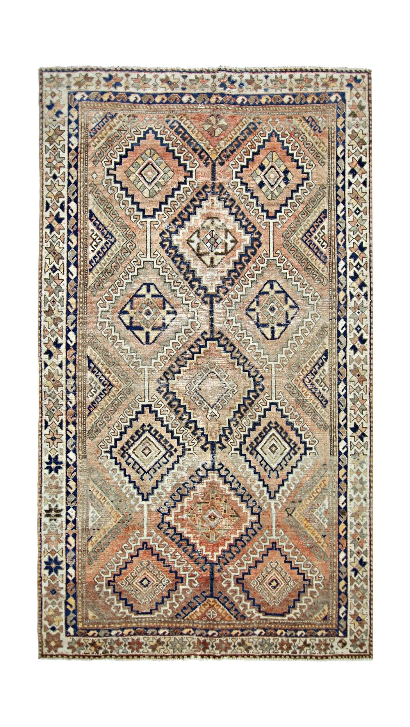 Handmade Vintage Persian Rug | 252 x 141 cm | 8'3" x 4'7" - Najaf Rugs & Textile