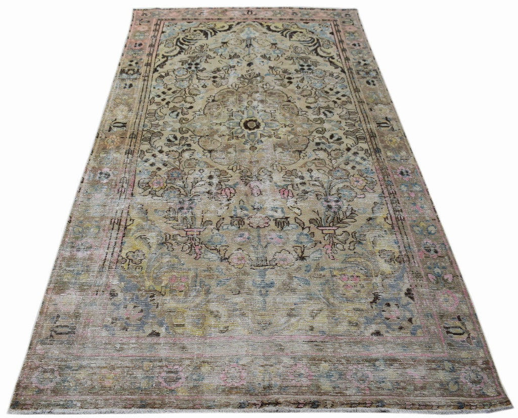 Handmade Vintage Persian Rug | 264 x 138 cm | 8'8" x 4'7" - Najaf Rugs & Textile
