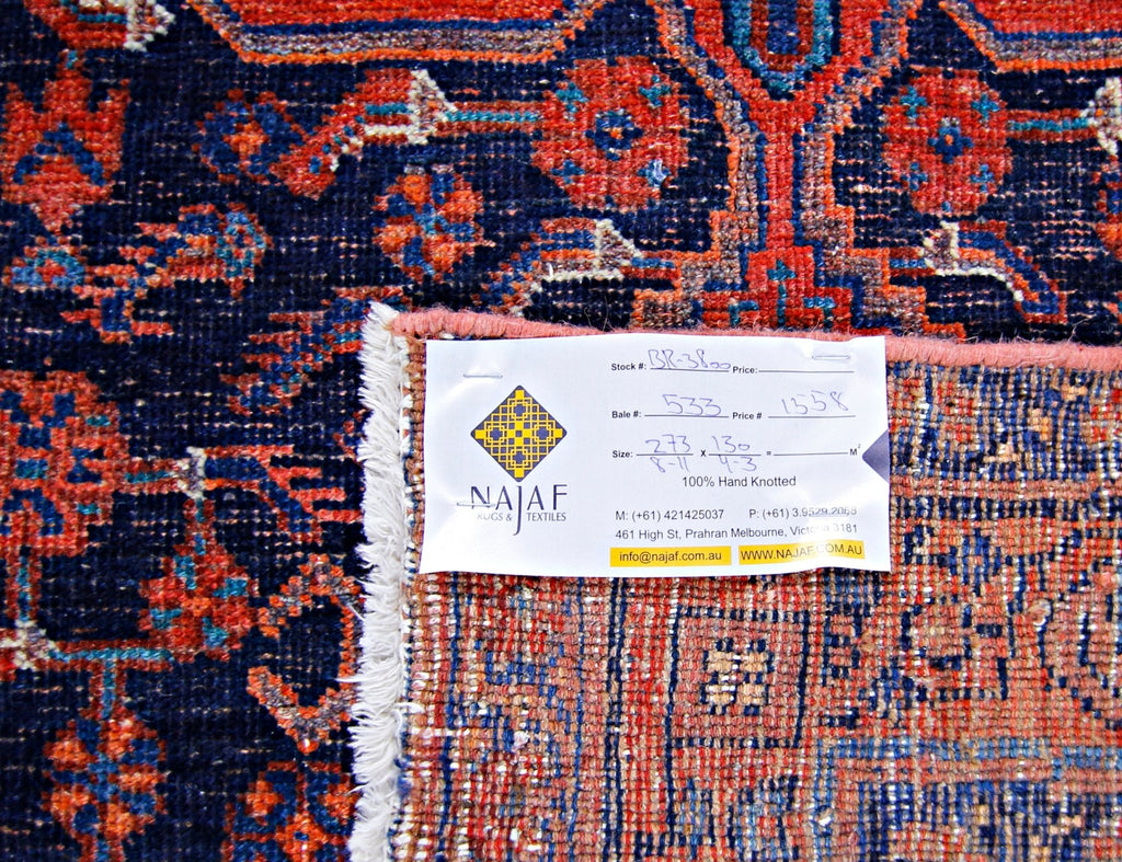 Handmade Vintage Persian Rug | 273 x 130 cm | 8'11" x 4'3" - Najaf Rugs & Textile