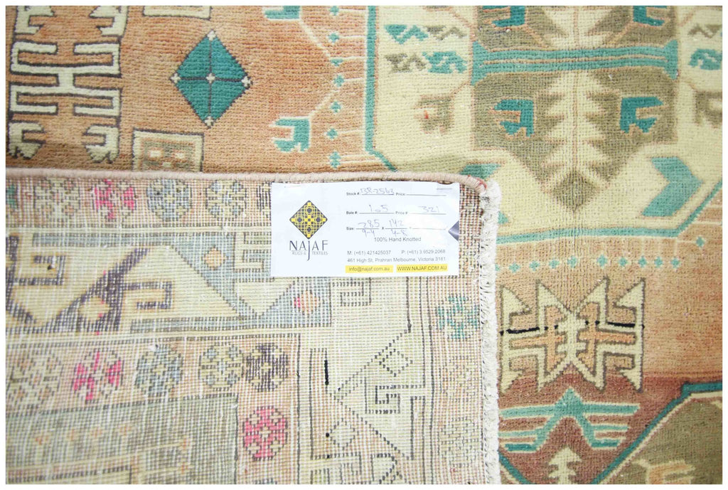 Handmade Vintage Persian Rug | 285 x 142 cm | 9'4" x 4'8" - Najaf Rugs & Textile