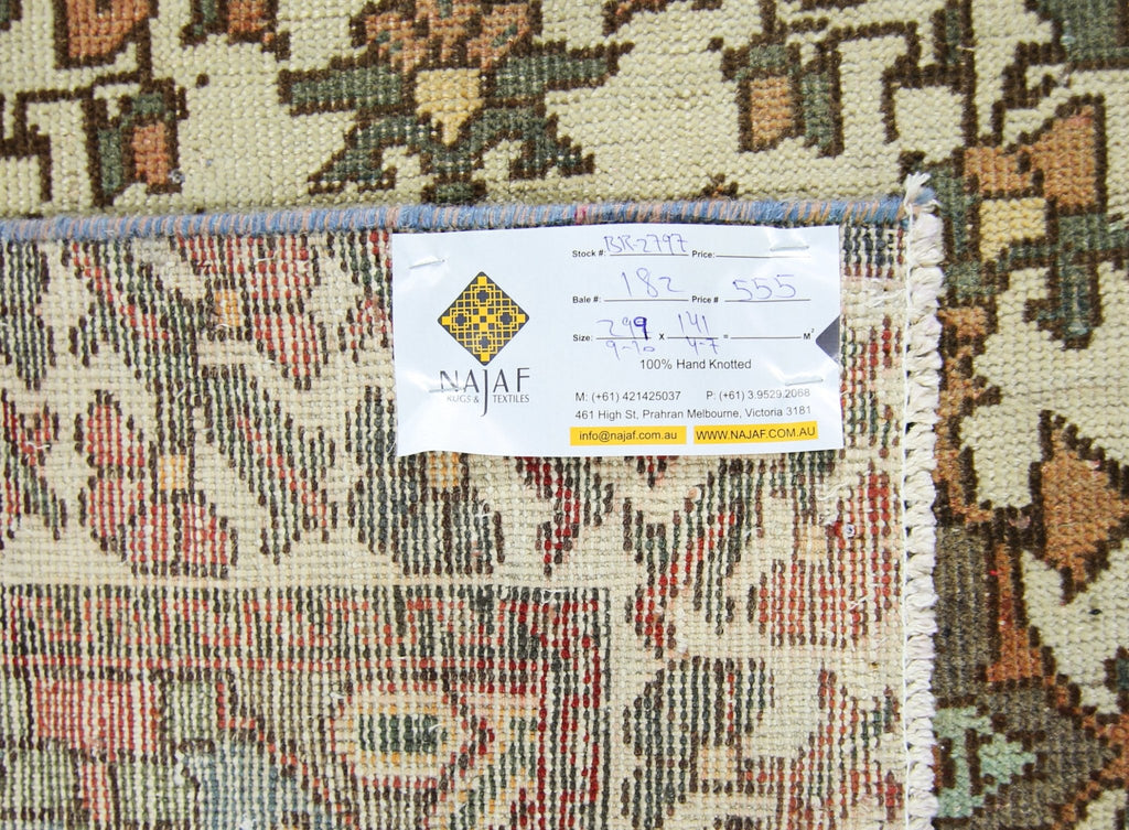 Handmade Vintage Persian Rug | 299 x 141 cm | 9'10" x 4'7" - Najaf Rugs & Textile